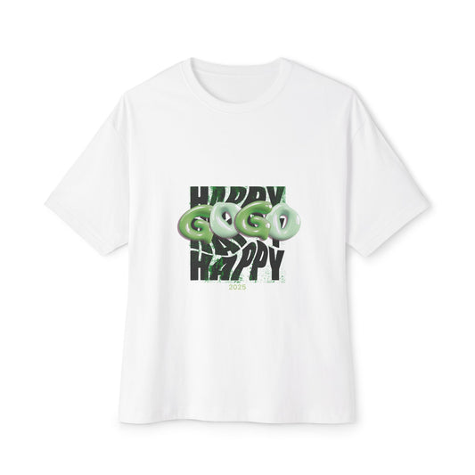 Happy Vibe Unisex Oversized Boxy Tee, Chill T-Shirt, Comfy Wear, Casual Outfit, Gift for Her, Happy Design
